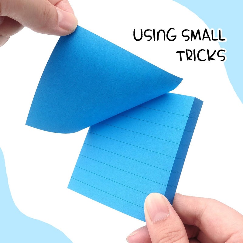 Eastern Wolf Lined Sticky Notes 3x3 Sticky Notes with Lines Self-Stick Notes Bright Color 4 Pads 90 Sheets/Pad (Blue) - Image 4